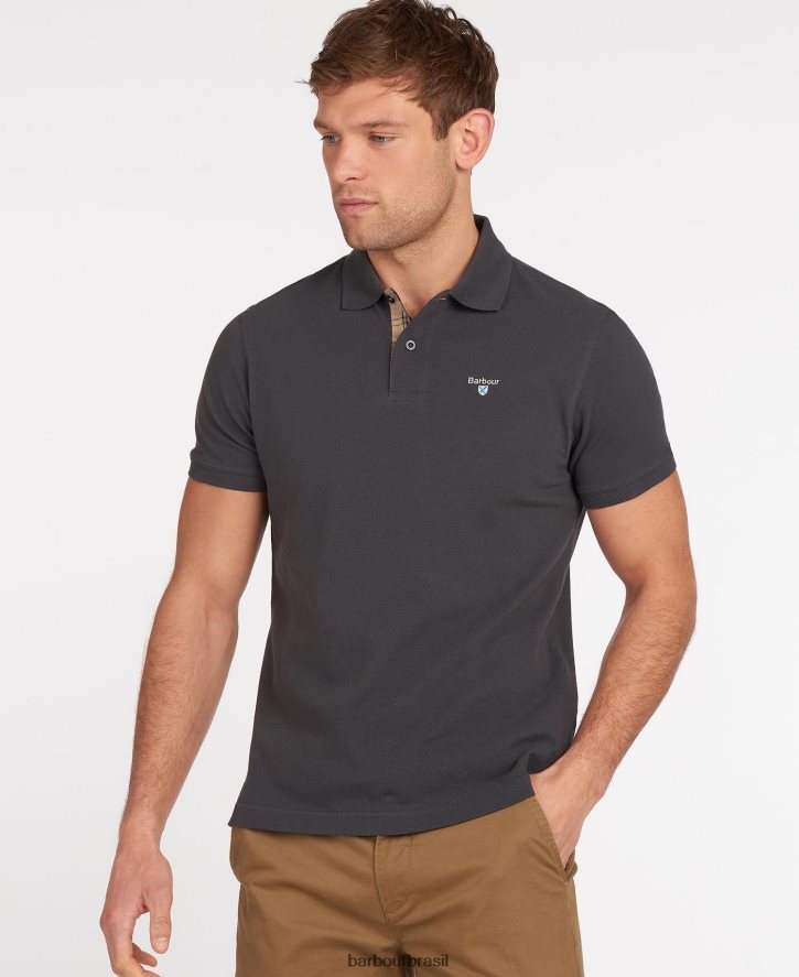 roupas Barbour camisa polo xadrez piquê preto/moderno homens NH4442541