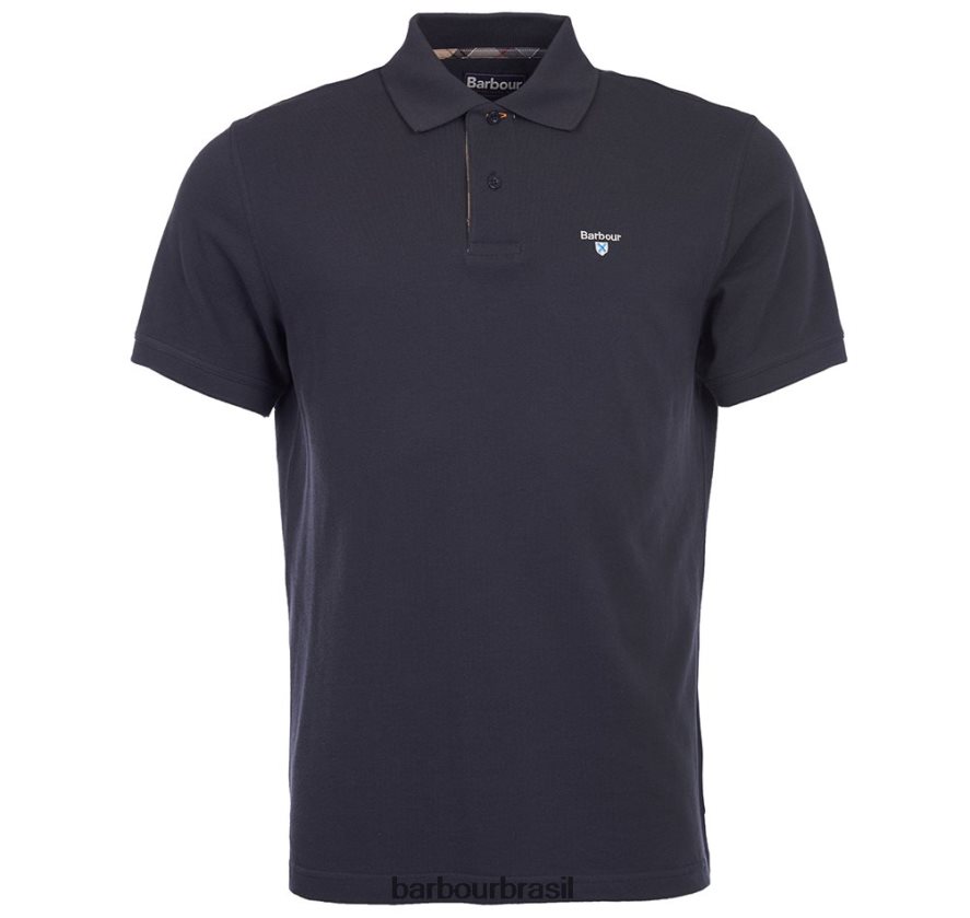 roupas Barbour camisa polo xadrez piquê preto/moderno homens NH4442541