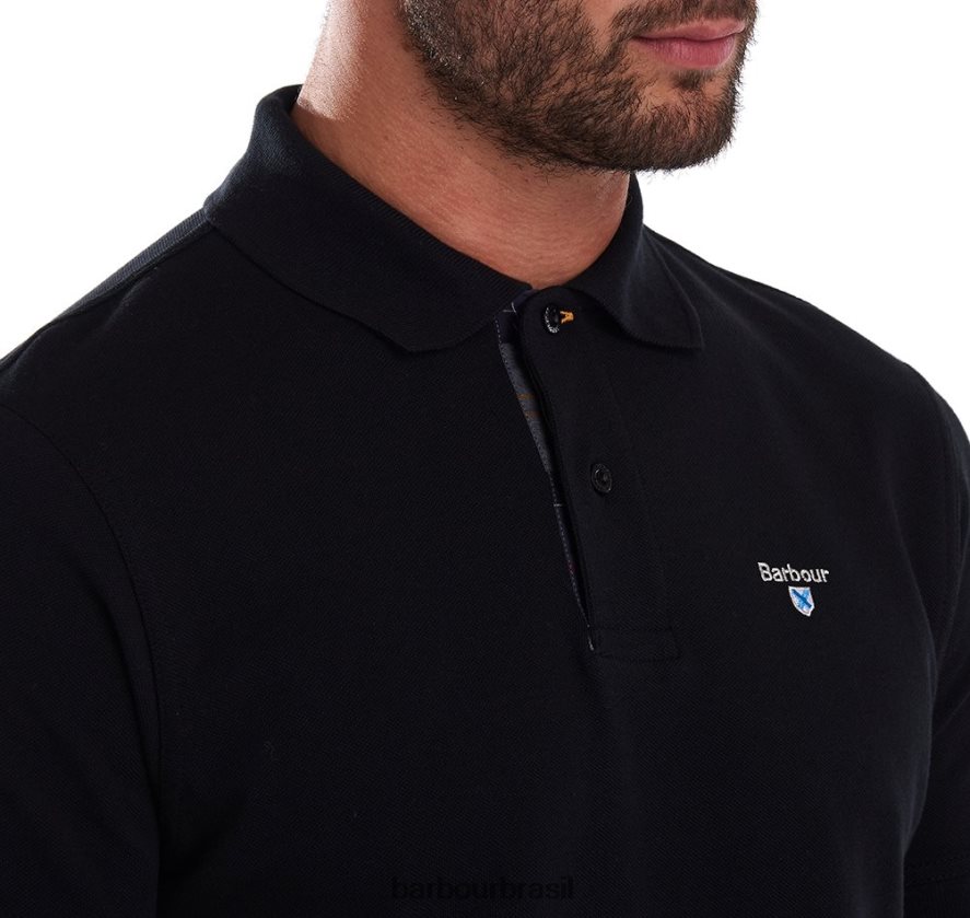roupas Barbour camisa polo xadrez piquê preto/moderno homens NH4442556