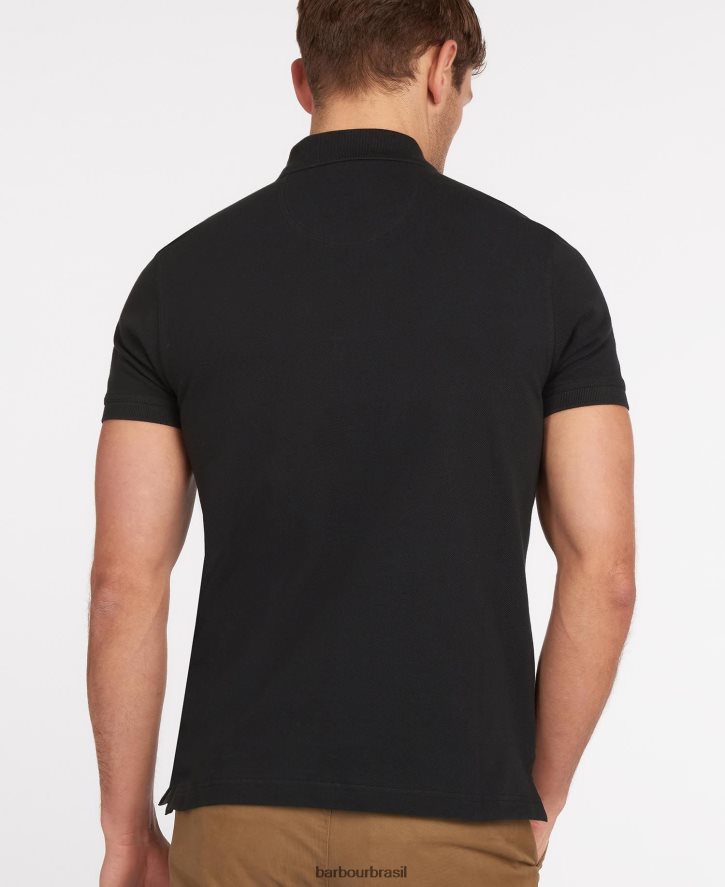 roupas Barbour camisa polo xadrez piquê preto/moderno homens NH4442556