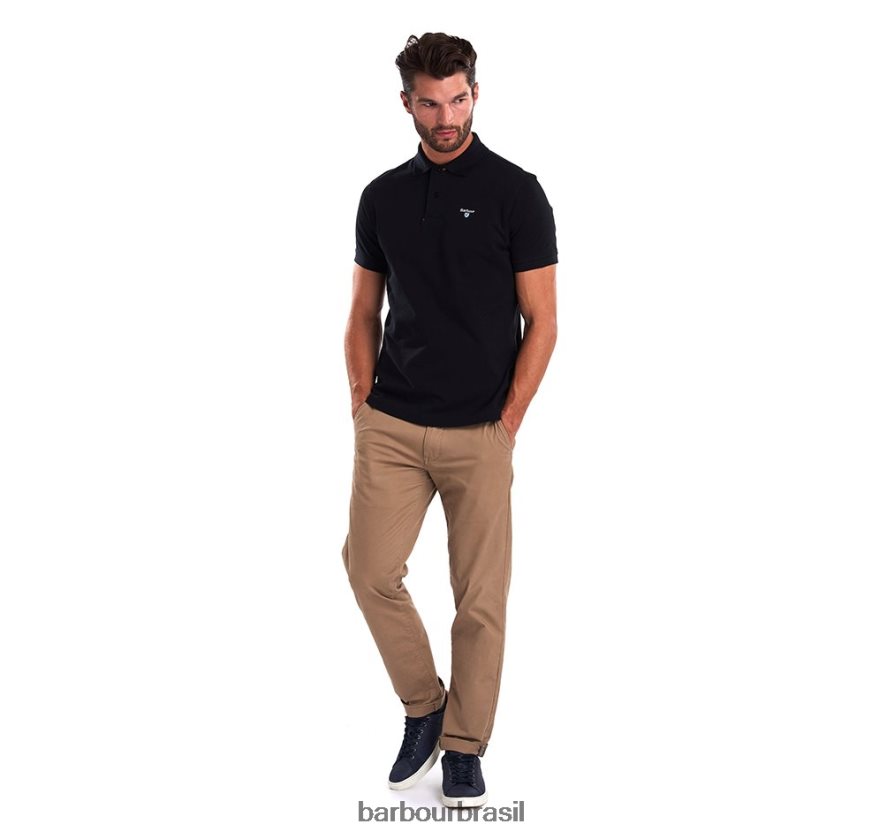 roupas Barbour camisa polo xadrez piquê preto/moderno homens NH4442556