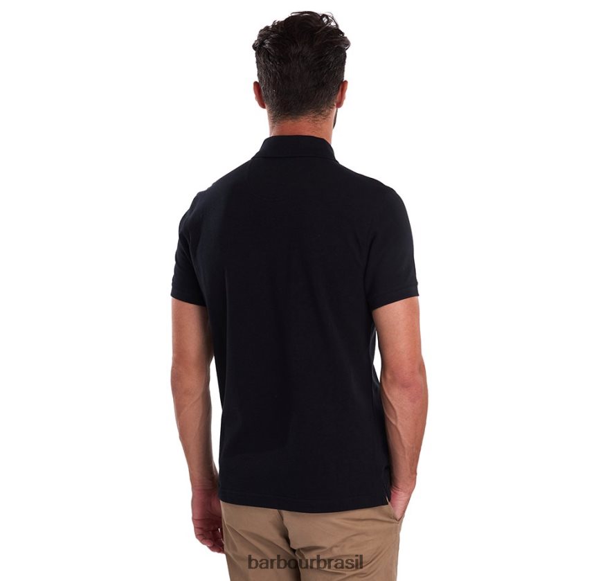 roupas Barbour camisa polo xadrez piquê preto/moderno homens NH4442556
