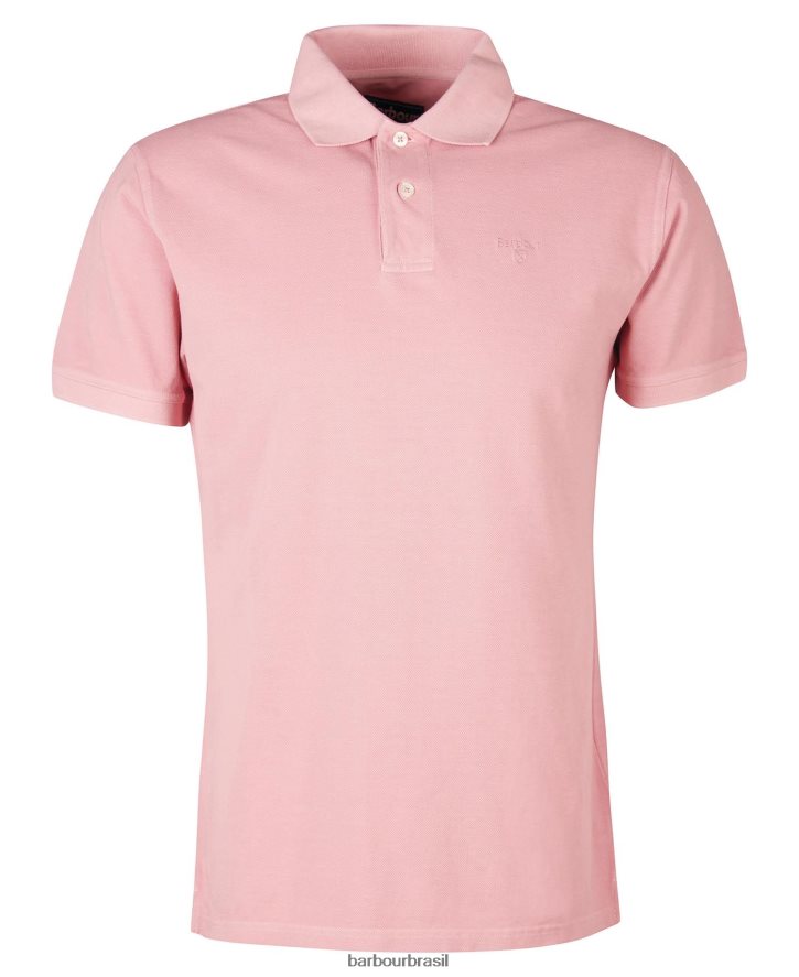roupas Barbour lavar camisa polo esportiva sal rosa homens NH4442548