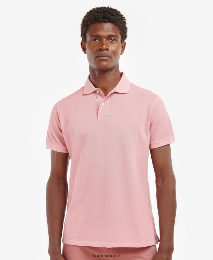 roupas Barbour lavar camisa polo esportiva sal rosa homens NH4442548