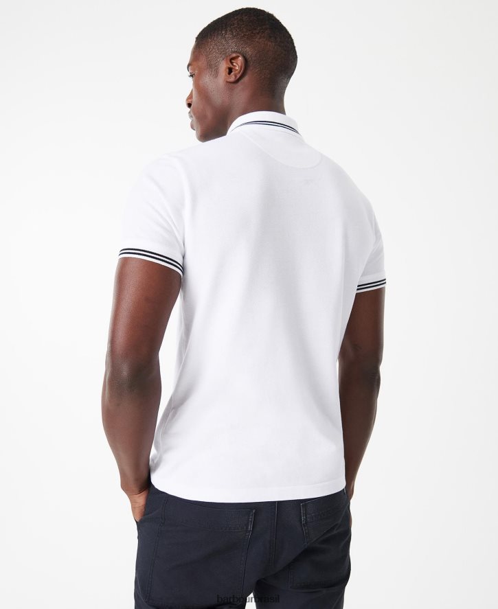 roupas Barbour poloshirt internacional essencial com ponta branco homens NH4442571