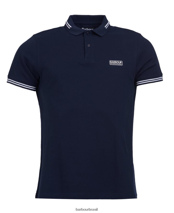 roupas Barbour poloshirt internacional essencial com ponta preto homens NH4442557