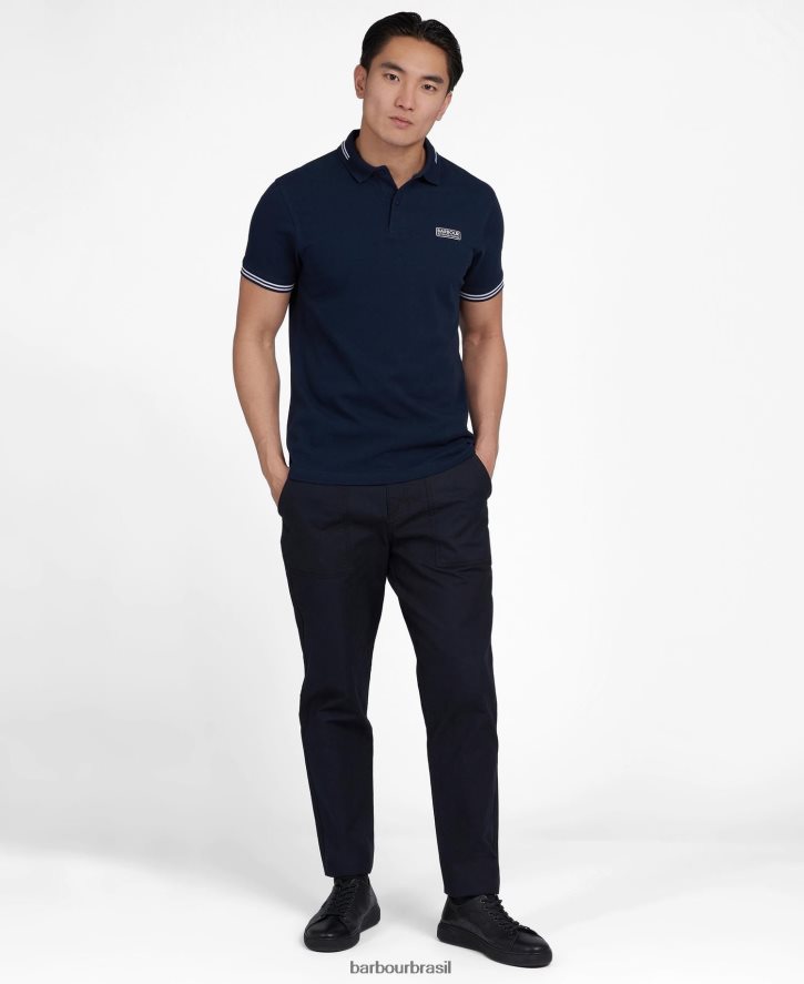 roupas Barbour poloshirt internacional essencial com ponta preto homens NH4442557