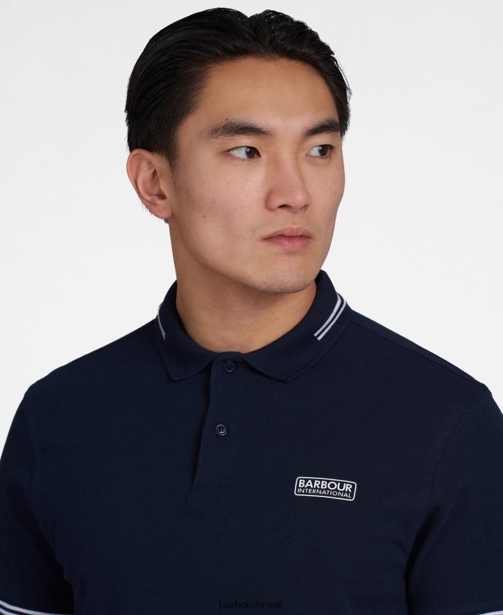 roupas Barbour poloshirt internacional essencial com ponta preto homens NH4442557