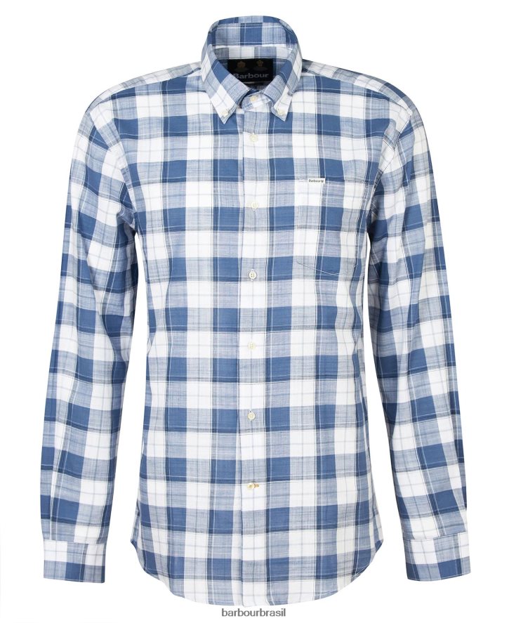 roupas Barbour broxfield camisa xadrez regular azul clássico homens NH4442370