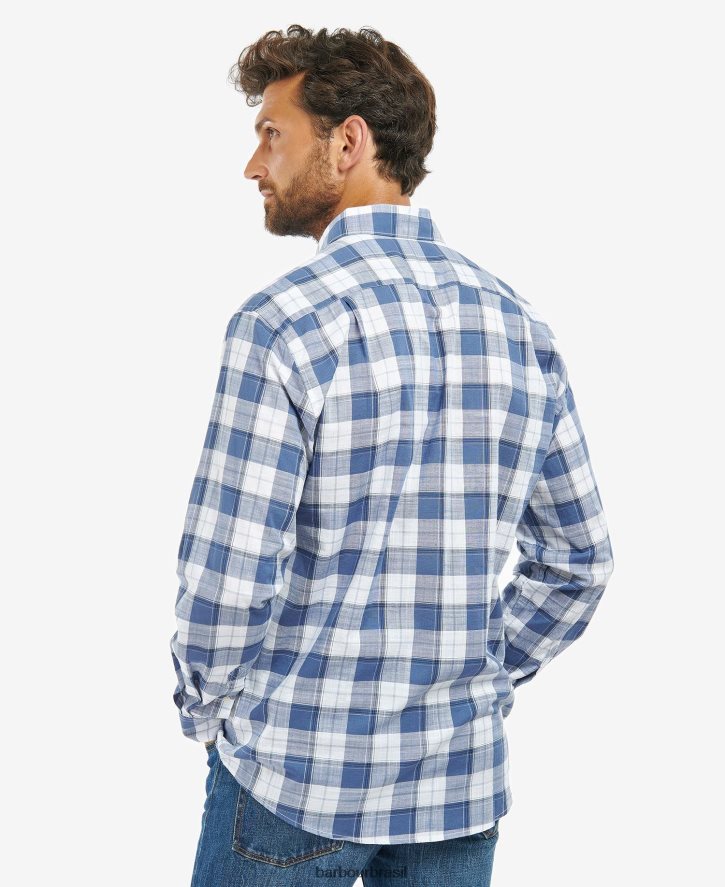 roupas Barbour broxfield camisa xadrez regular azul clássico homens NH4442370