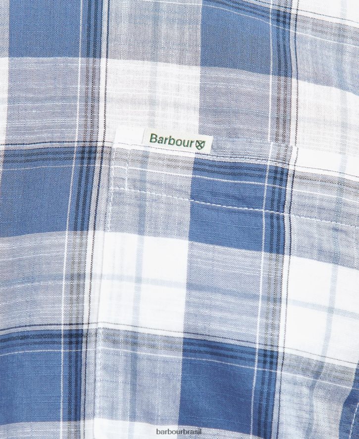 roupas Barbour broxfield camisa xadrez regular azul clássico homens NH4442370