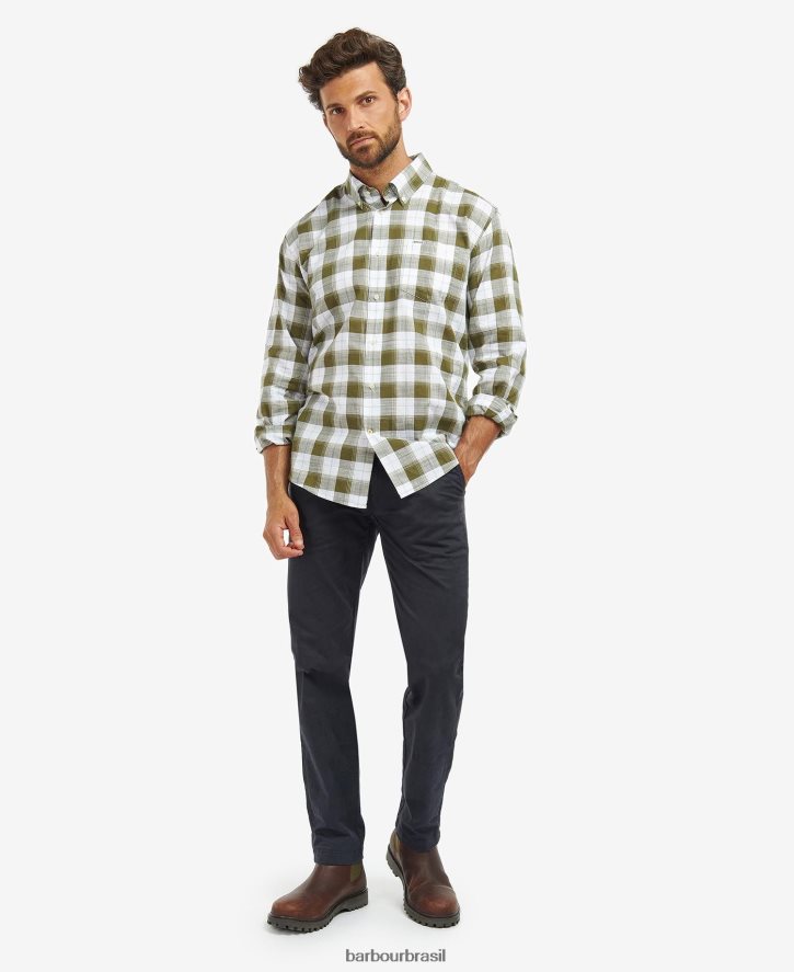 roupas Barbour broxfield camisa xadrez regular azul clássico homens NH4442485