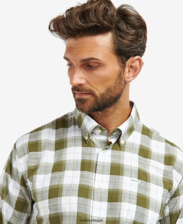 roupas Barbour broxfield camisa xadrez regular azul clássico homens NH4442485