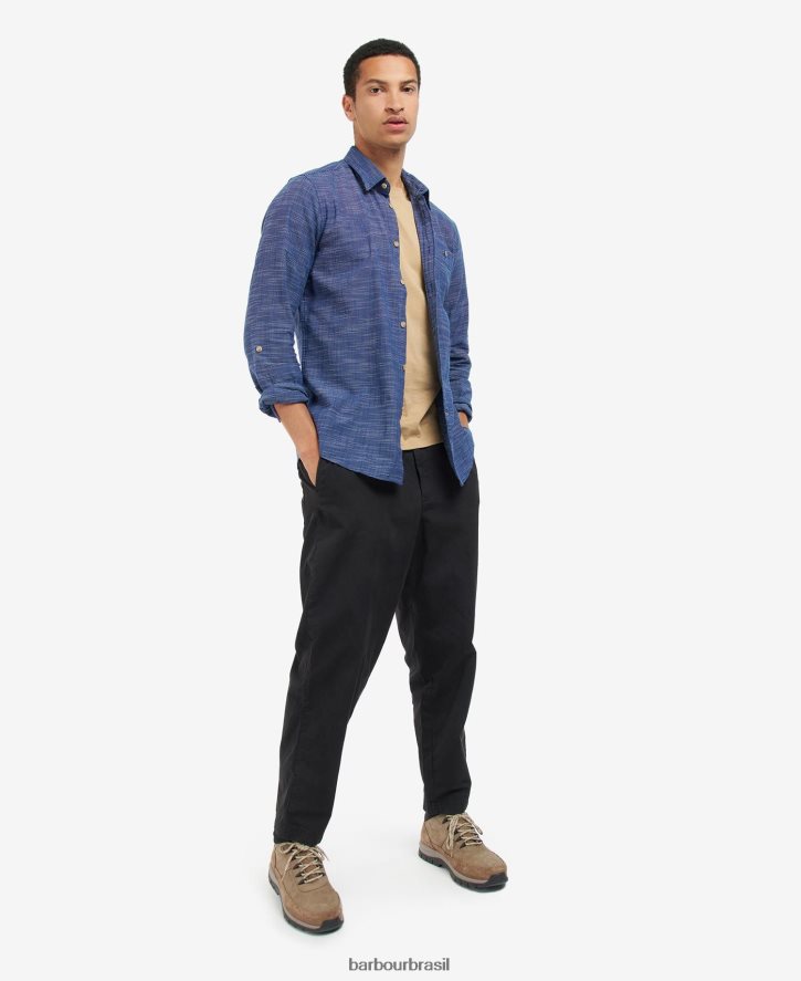 roupas Barbour camisa alfaiataria aldavik marinho clássico homens NH4442434