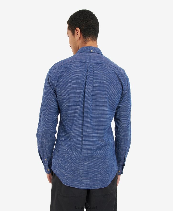 roupas Barbour camisa alfaiataria aldavik marinho clássico homens NH4442434