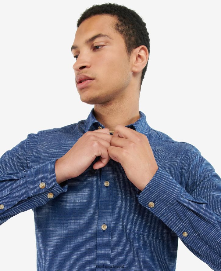roupas Barbour camisa alfaiataria aldavik marinho clássico homens NH4442434