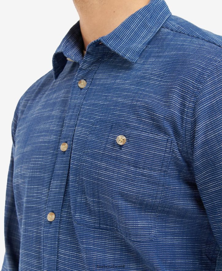 roupas Barbour camisa alfaiataria aldavik marinho clássico homens NH4442434