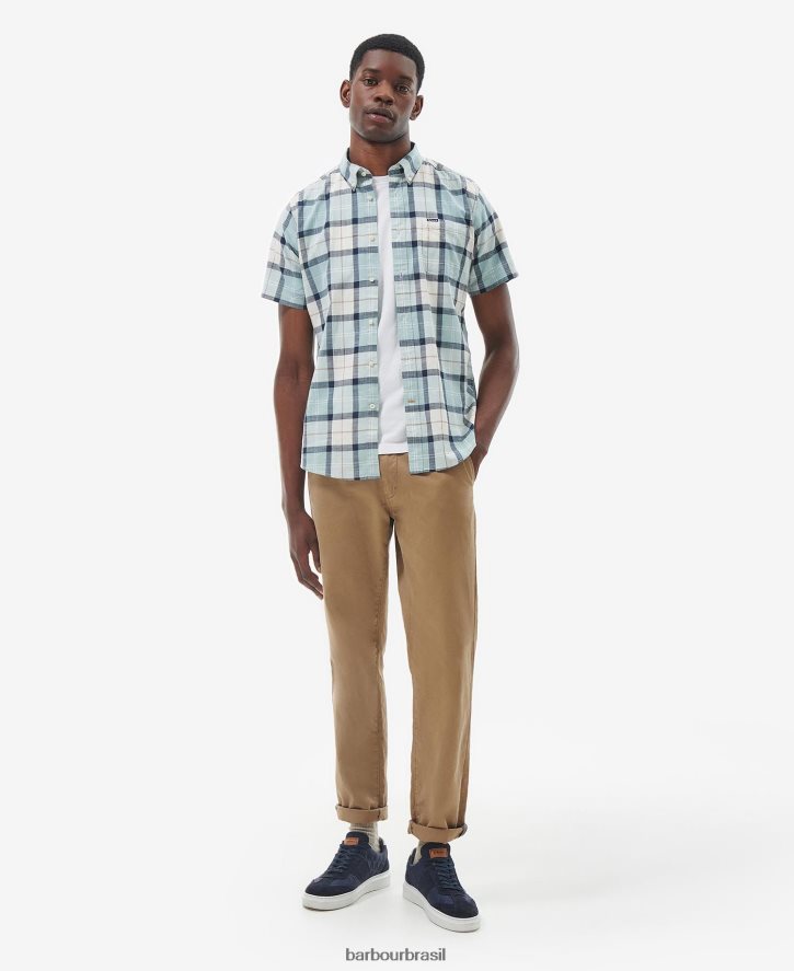 roupas Barbour camisa alfaiataria delton tartan de giz azul homens NH4442371