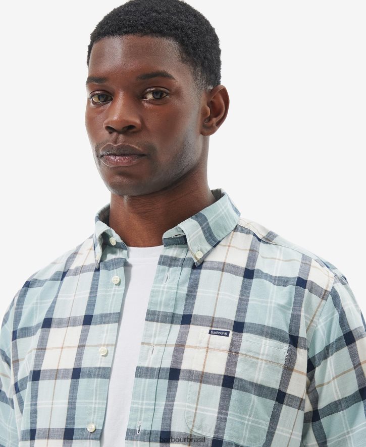 roupas Barbour camisa alfaiataria delton tartan de giz azul homens NH4442371
