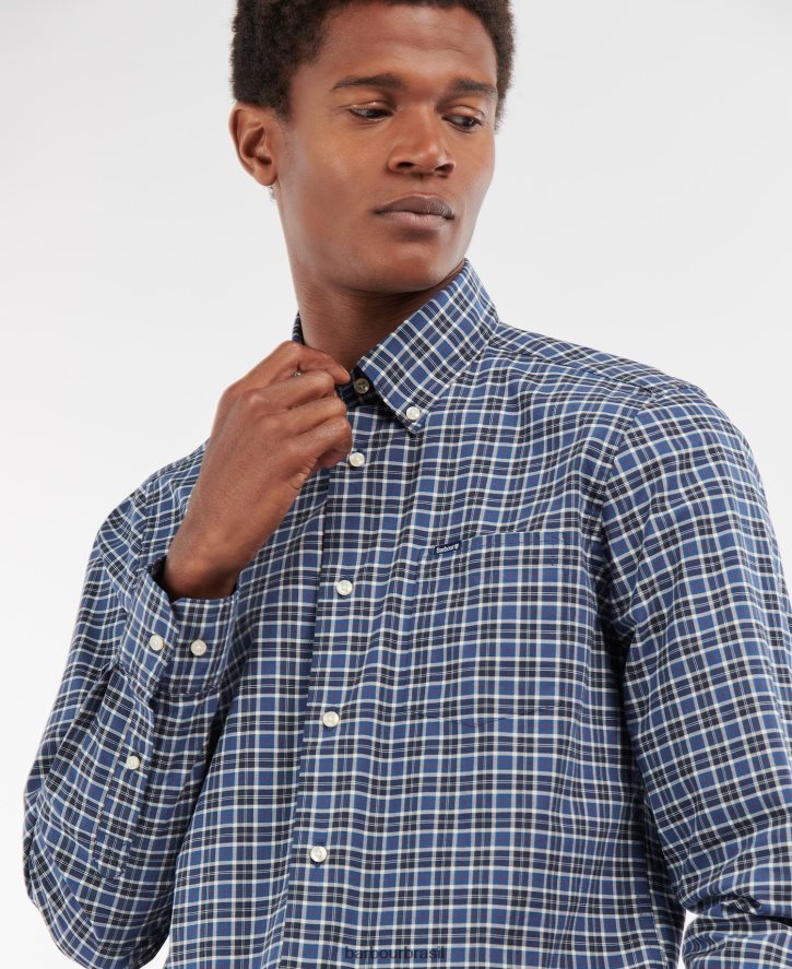 roupas Barbour camisa alfaiataria lomond Tartan da meia-noite homens NH4442329
