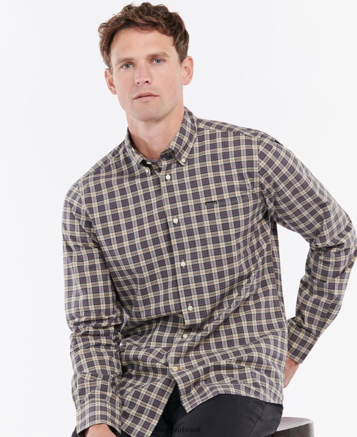 roupas Barbour camisa alfaiataria lomond azeitona lavada homens NH4442369
