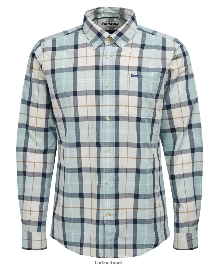 roupas Barbour camisa alfaiataria rawley tartan de giz azul homens NH4442323