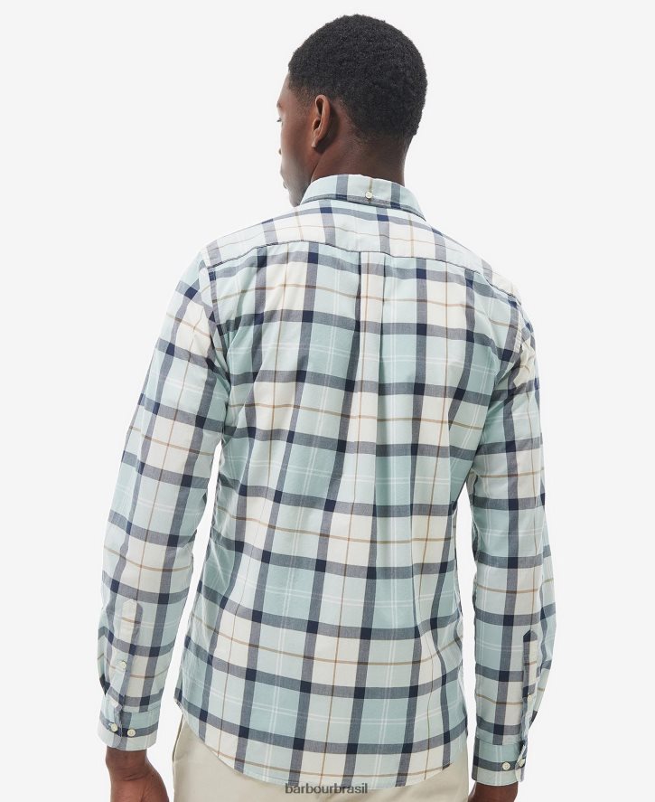 roupas Barbour camisa alfaiataria rawley tartan de giz azul homens NH4442323