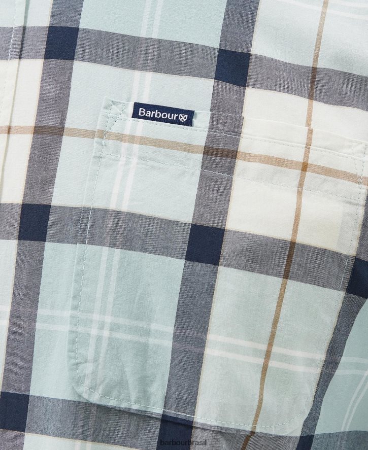 roupas Barbour camisa alfaiataria rawley tartan de giz azul homens NH4442323