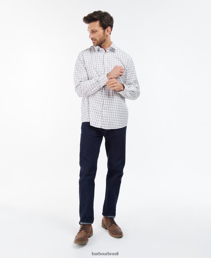 roupas Barbour camisa ativa do país hanstead meia azeitona homens NH4442458