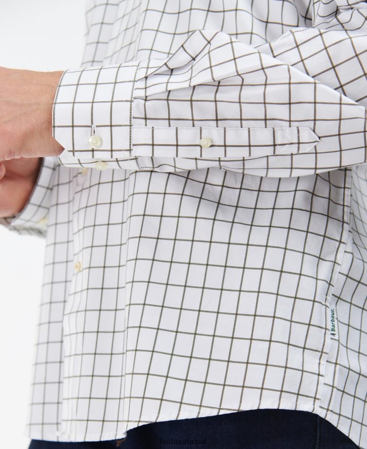 roupas Barbour camisa ativa do país hanstead meia azeitona homens NH4442458