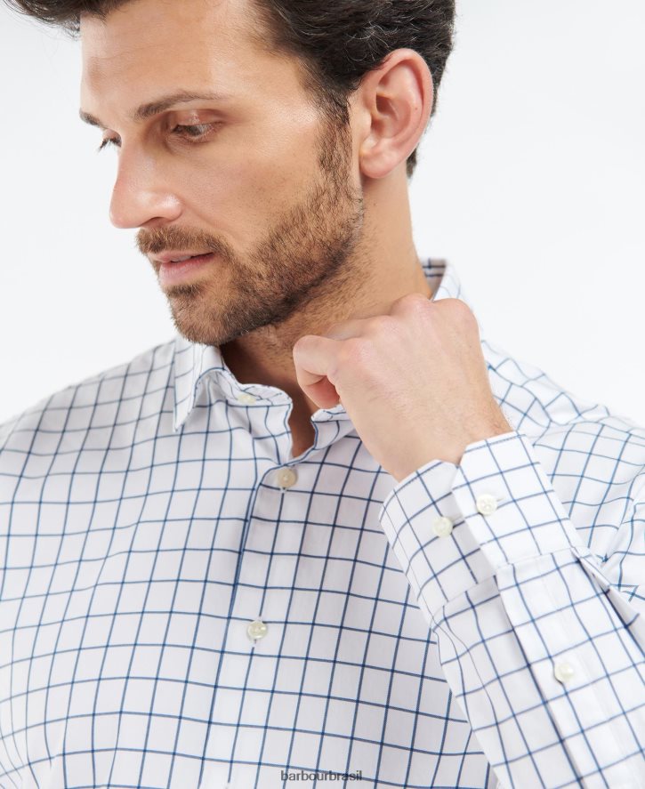 roupas Barbour camisa ativa do país hanstead meia azeitona homens NH4442469