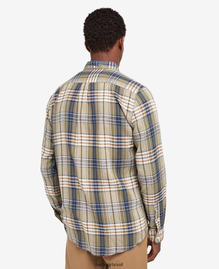 roupas Barbour camisa de alfaiataria laneskin meio azul homens NH4442482