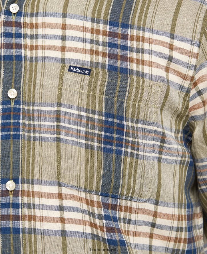 roupas Barbour camisa de alfaiataria laneskin meio azul homens NH4442482