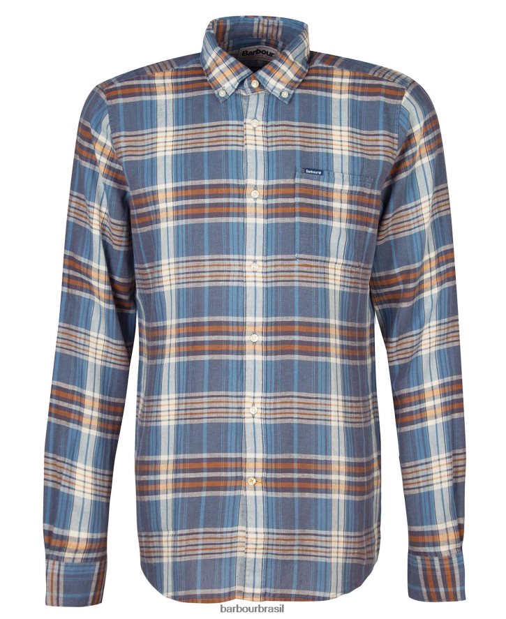 roupas Barbour camisa de alfaiataria laneskin meio azul homens NH4442516