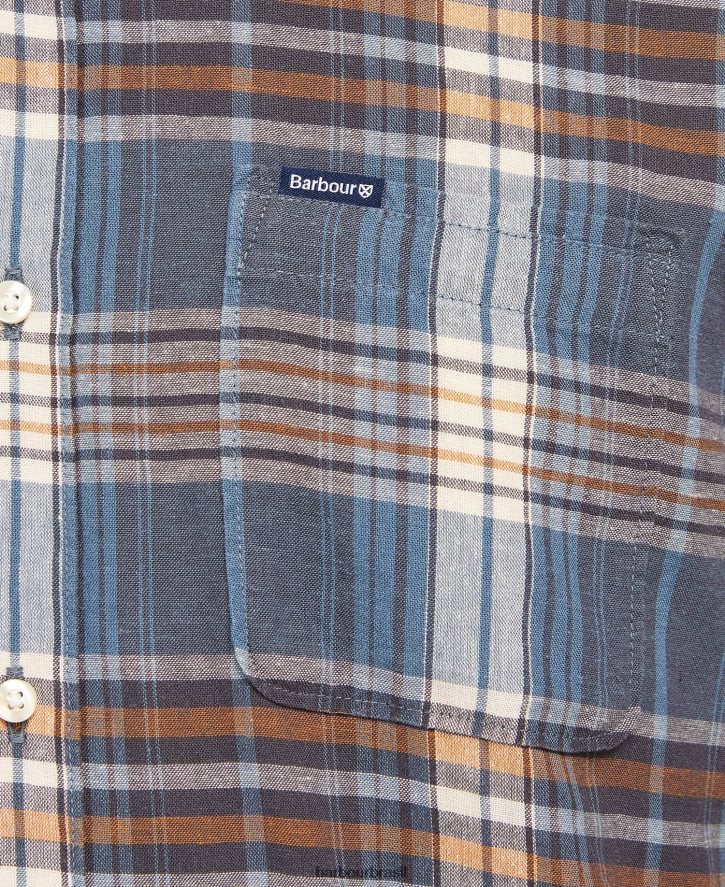 roupas Barbour camisa de alfaiataria laneskin meio azul homens NH4442516