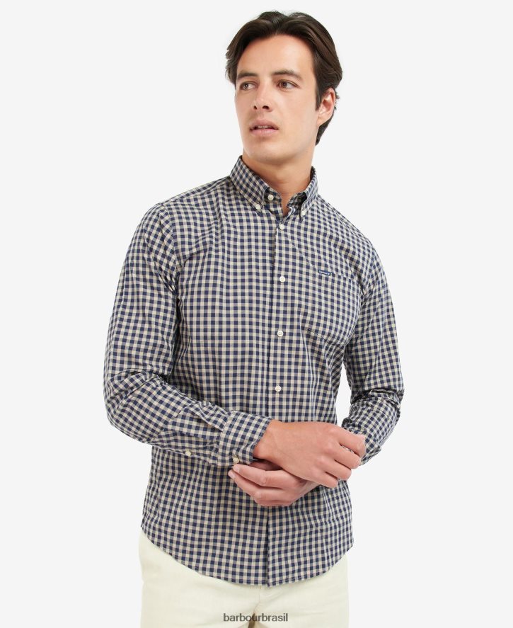 roupas Barbour camisa de alfaiataria merryton azul homens NH4442527