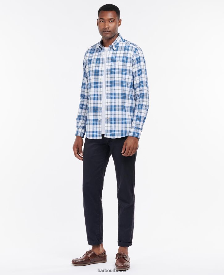 roupas Barbour camisa de alfaiataria thorpe branco homens NH4442340