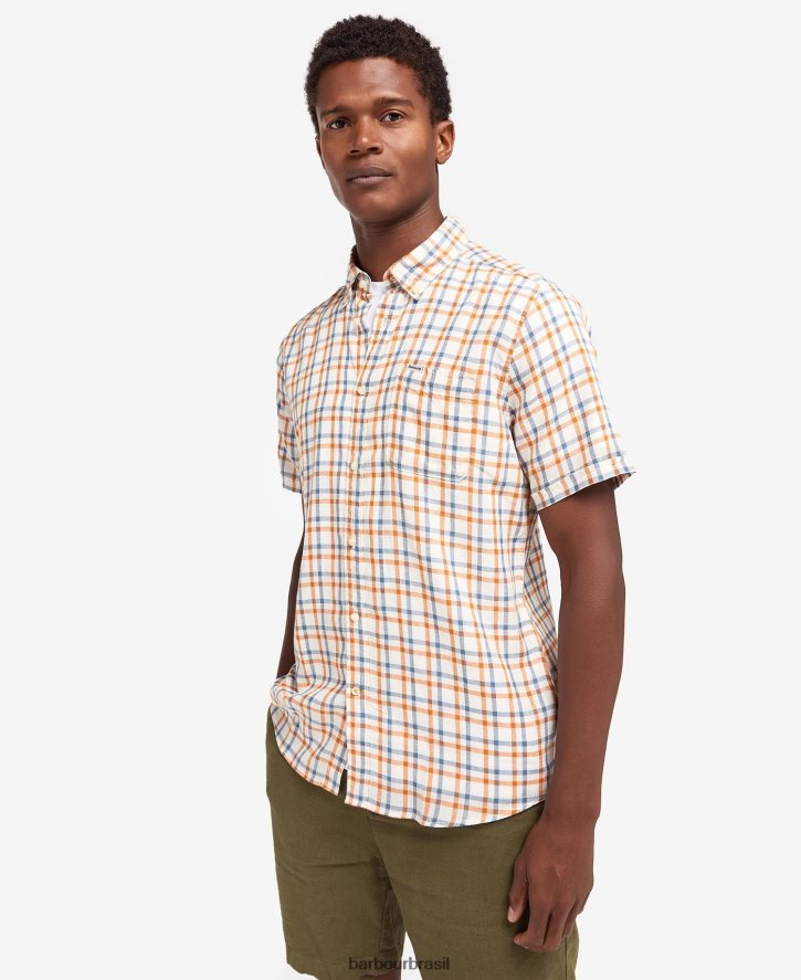 roupas Barbour camisa de alfaiataria wrayside Oliva homens NH4442436