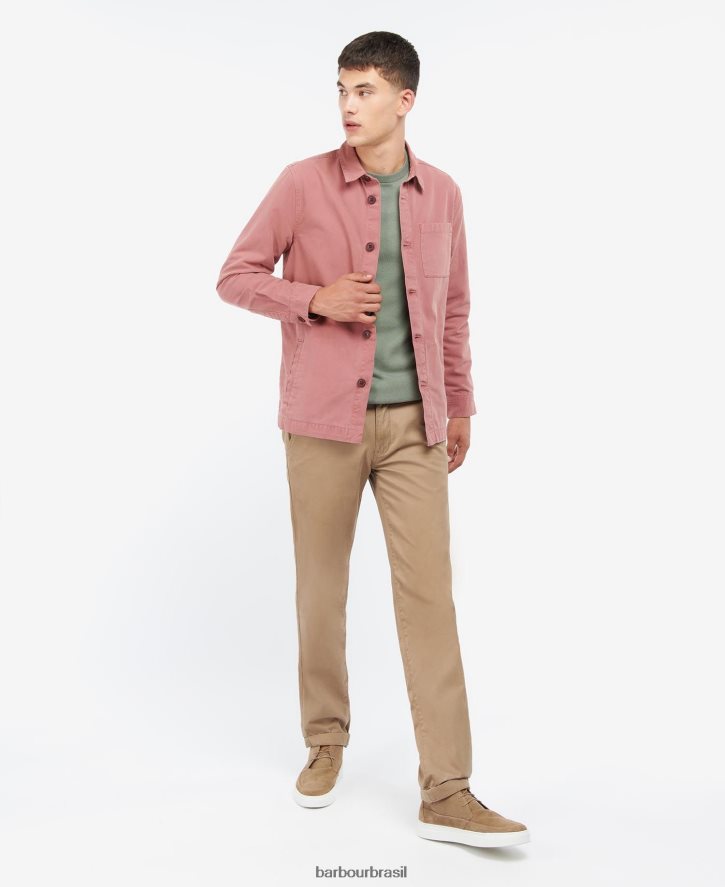 roupas Barbour camisa de algodão lavada azeitona branqueada homens NH4442300