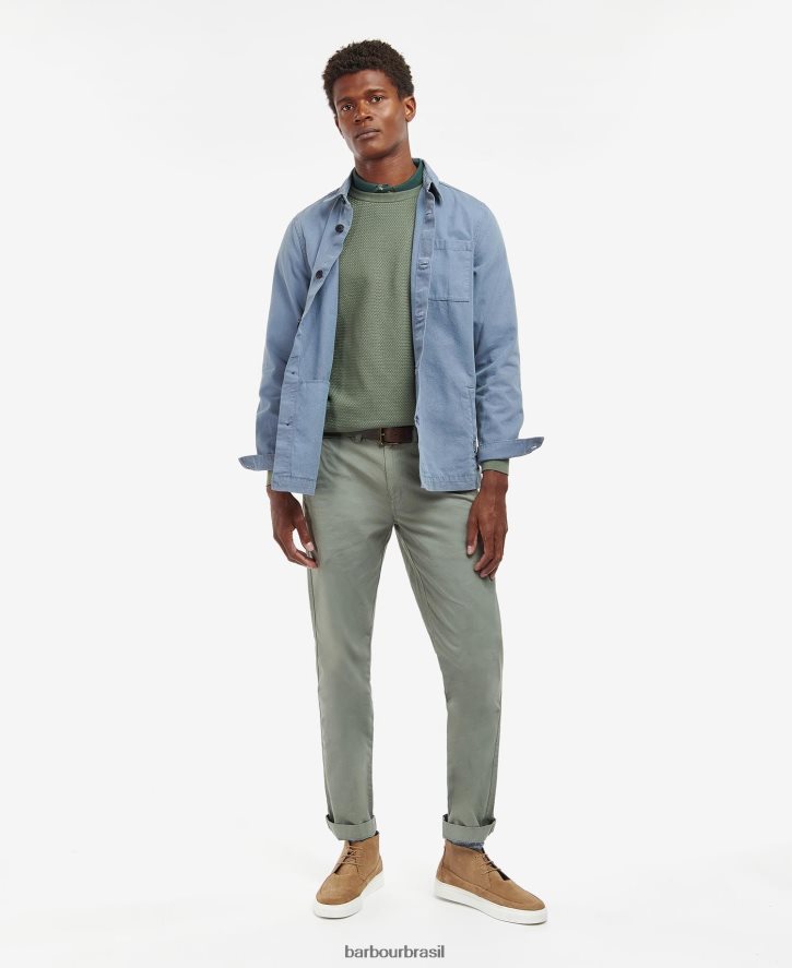 roupas Barbour camisa de algodão lavada azeitona branqueada homens NH4442523