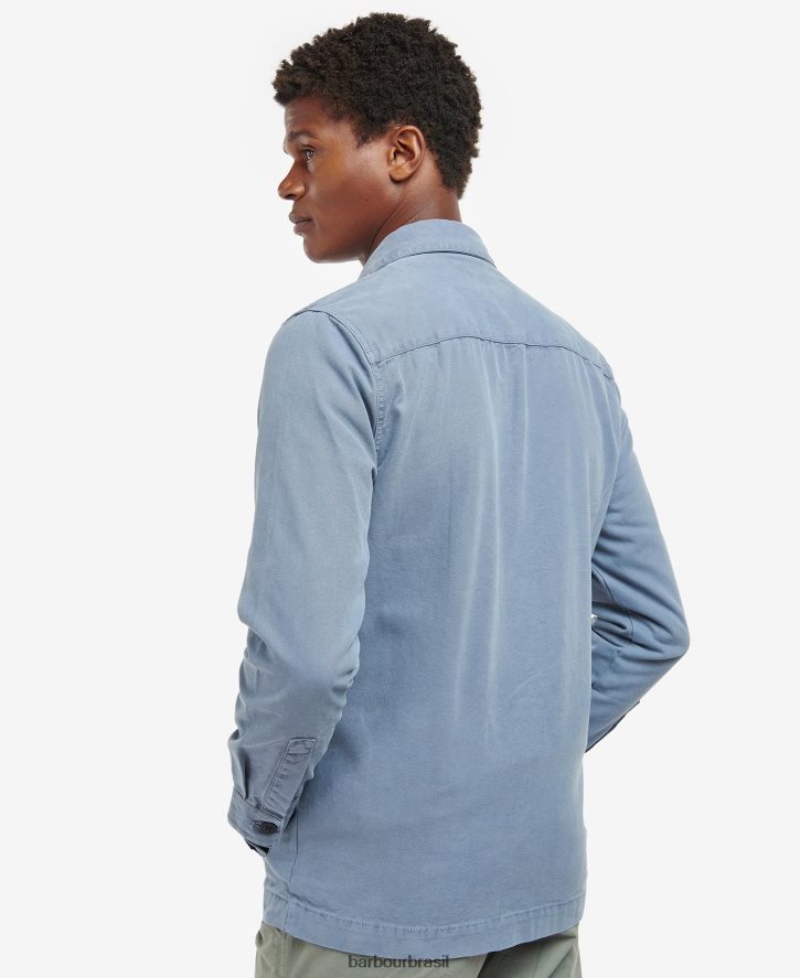 roupas Barbour camisa de algodão lavada azeitona branqueada homens NH4442523