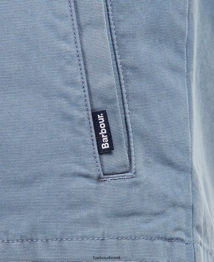 roupas Barbour camisa de algodão lavada azeitona branqueada homens NH4442523