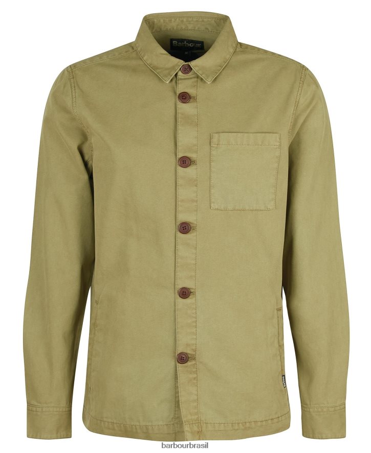 roupas Barbour camisa de algodão lavada azeitona branqueada homens NH4442528
