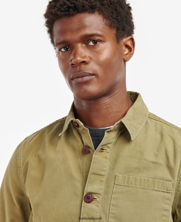 roupas Barbour camisa de algodão lavada azeitona branqueada homens NH4442528