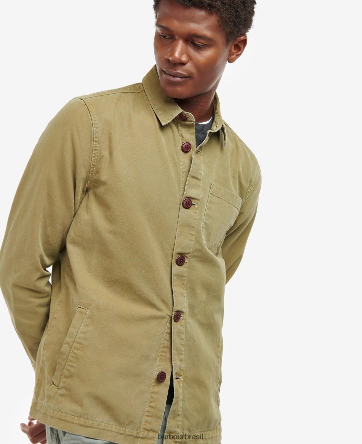 roupas Barbour camisa de algodão lavada azeitona branqueada homens NH4442528