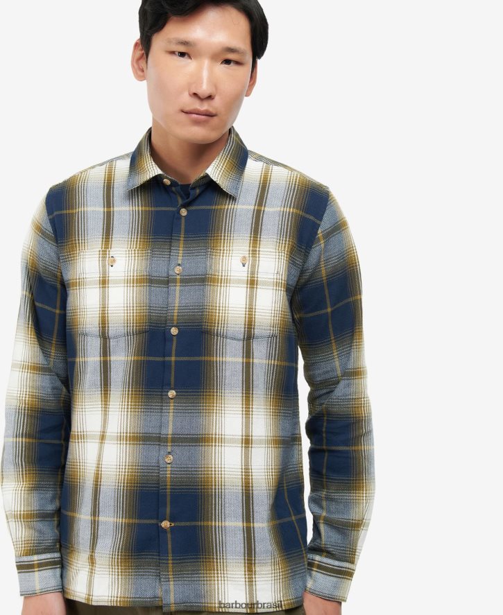 roupas Barbour camisa de haversthwaite marinho clássico homens NH4442473
