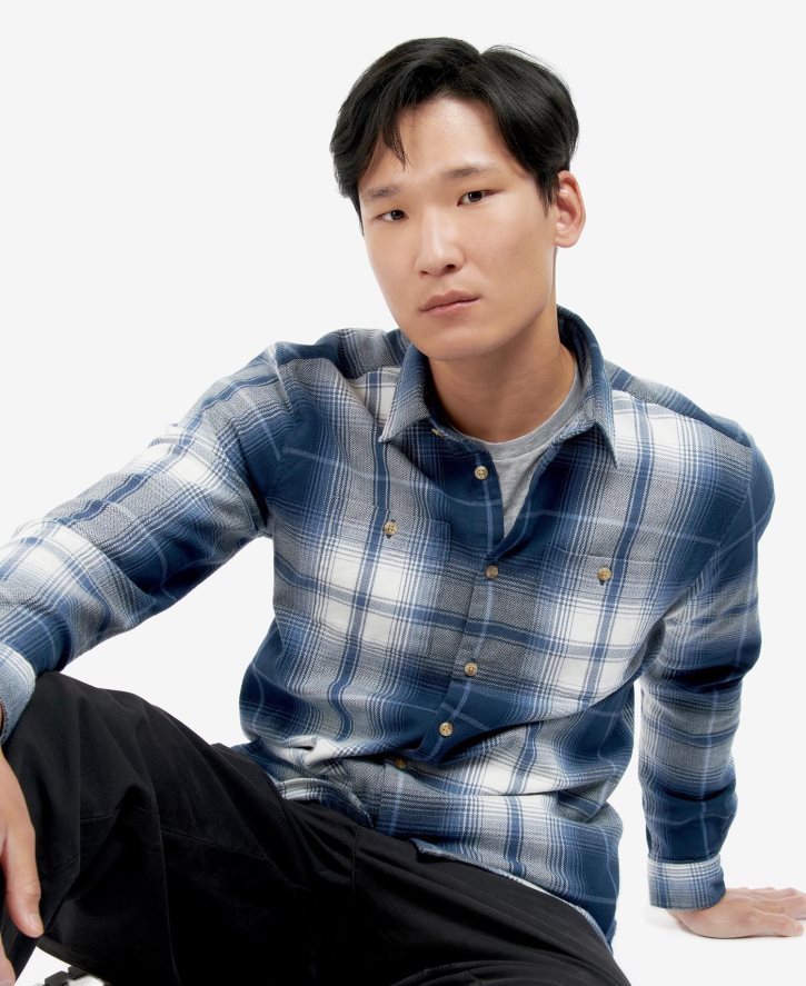 roupas Barbour camisa de haversthwaite marinho clássico homens NH4442529