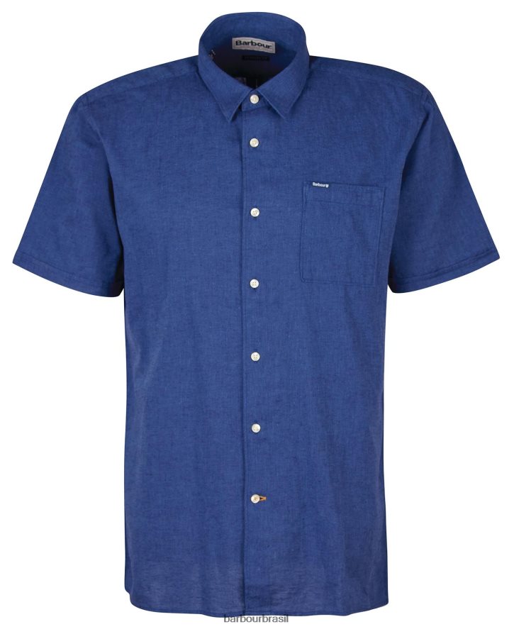 roupas Barbour camisa de manga curta nelson azeitona branqueada homens NH4442295