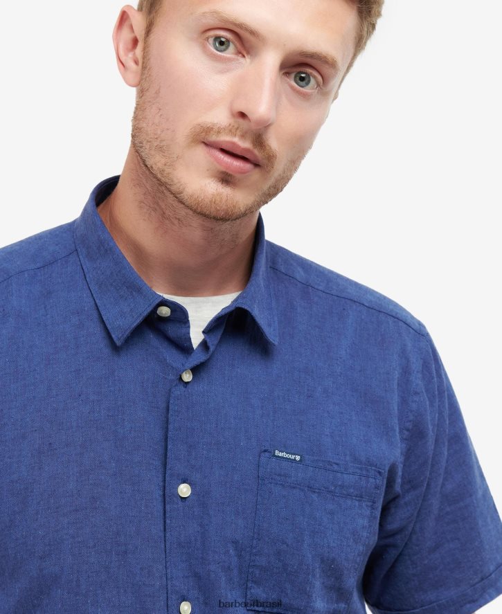 roupas Barbour camisa de manga curta nelson azeitona branqueada homens NH4442295