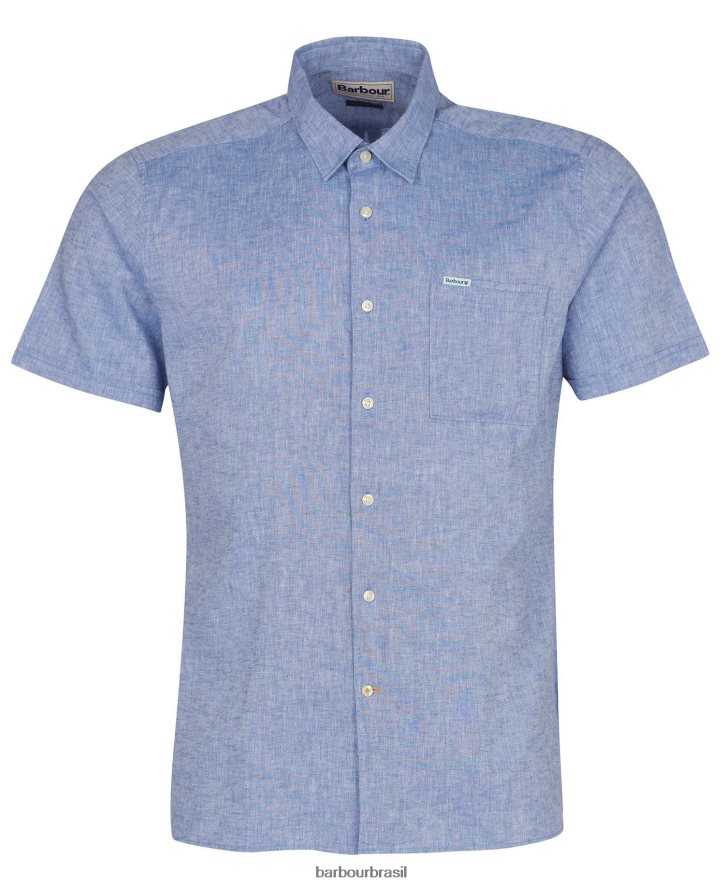 roupas Barbour camisa de manga curta nelson branco homens NH4442308